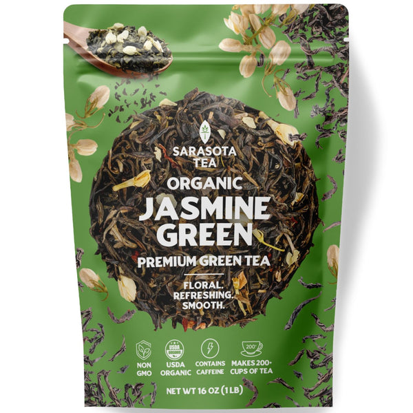 Organic Jasmine Green Loose Leaf Tea, 1 Lb Bag